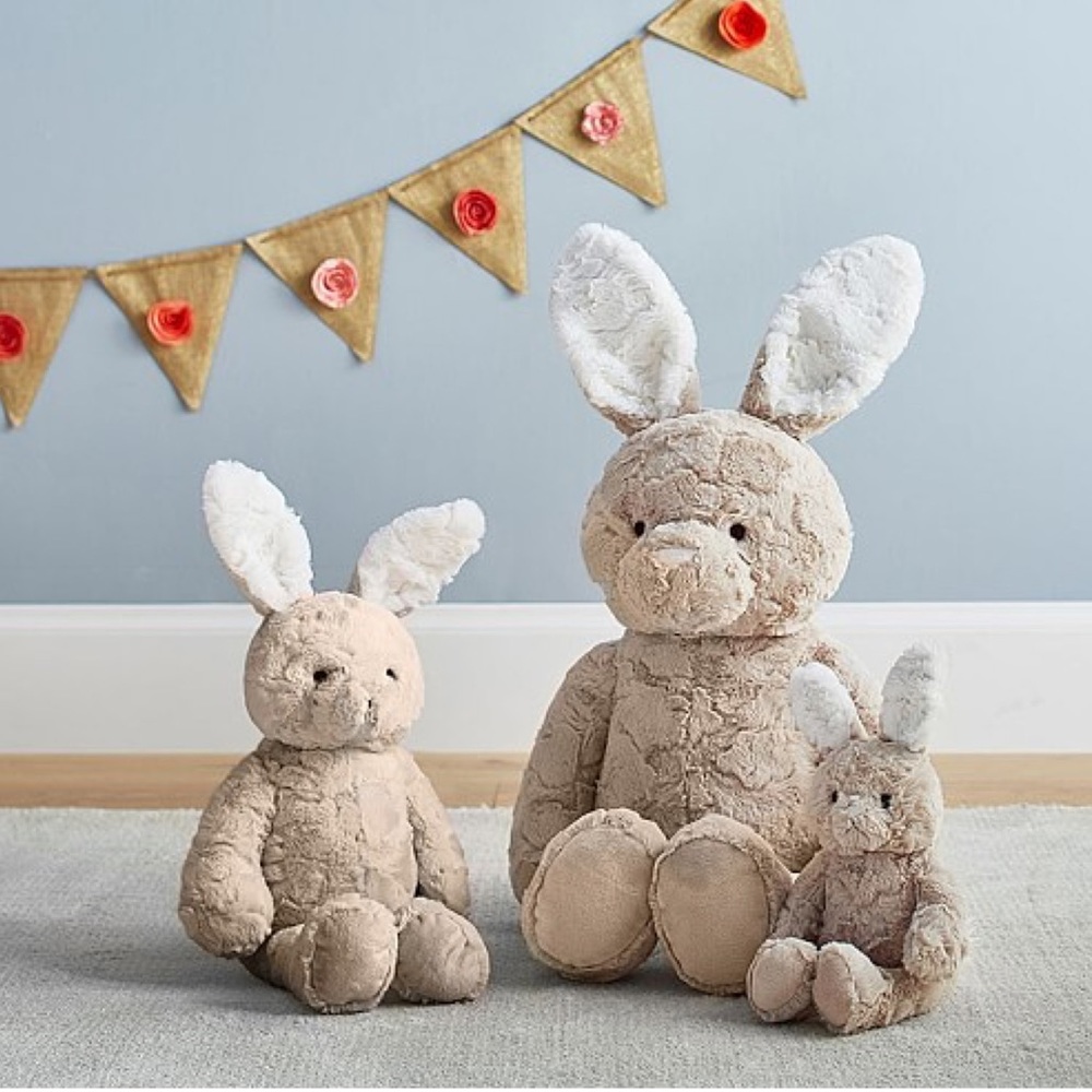 Pottery Barn Kids Taupe Fur Bunny Plush - Picture 2 of 6